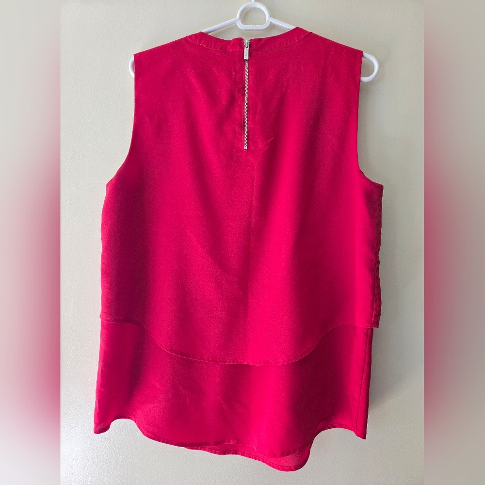 Calvin Klein Red Sleeveless Layered Beaded-Neck Camisole Size L - Picture 4 of 6